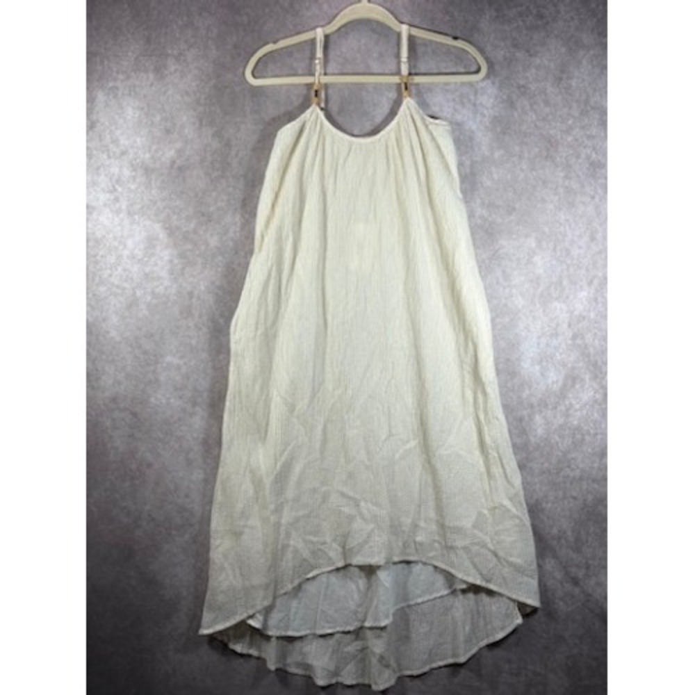 StarkX Nala Dress Womens Size XS Stone Gold Metallic Stripe Gauze High Low Boho
